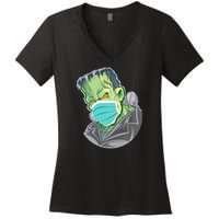 Frankenstein Pandemic Virus Mask Women's V-Neck T-Shirt