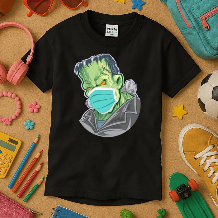 Frankenstein Pandemic Virus Mask Kids T-Shirt