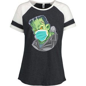 Frankenstein Pandemic Virus Mask Enza Ladies Jersey Colorblock Tee