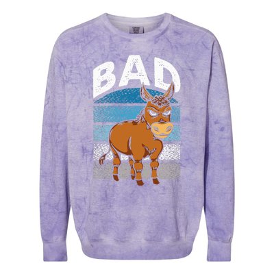 Funny Retro Bad Ass Angry Donkey Colorblast Crewneck Sweatshirt