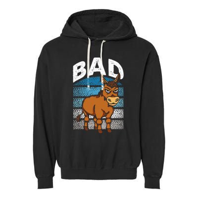 Funny Retro Bad Ass Angry Donkey Garment-Dyed Fleece Hoodie