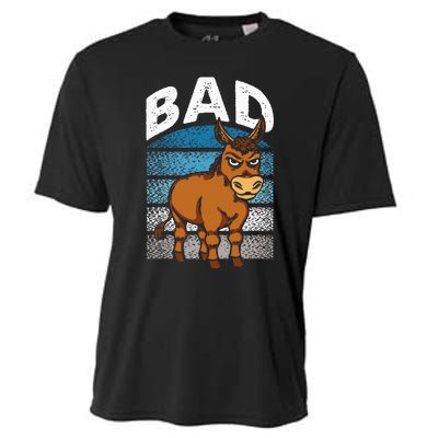 Funny Retro Bad Ass Angry Donkey Cooling Performance Crew T-Shirt