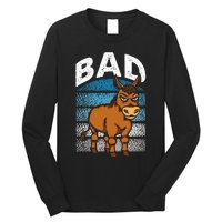 Funny Retro Bad Ass Angry Donkey Long Sleeve Shirt