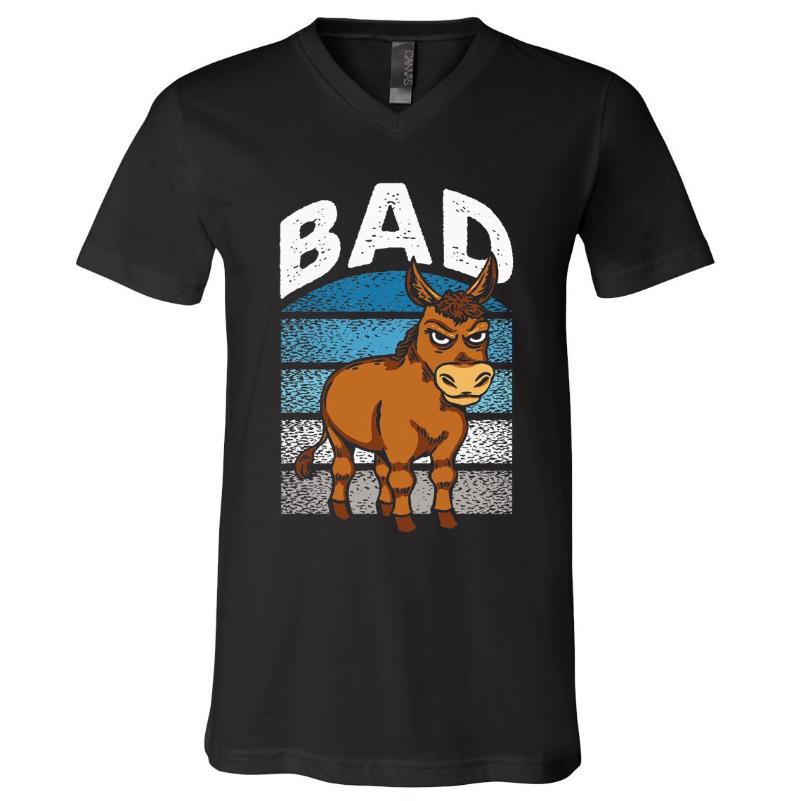 Funny Retro Bad Ass Angry Donkey V-Neck T-Shirt