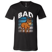 Funny Retro Bad Ass Angry Donkey V-Neck T-Shirt