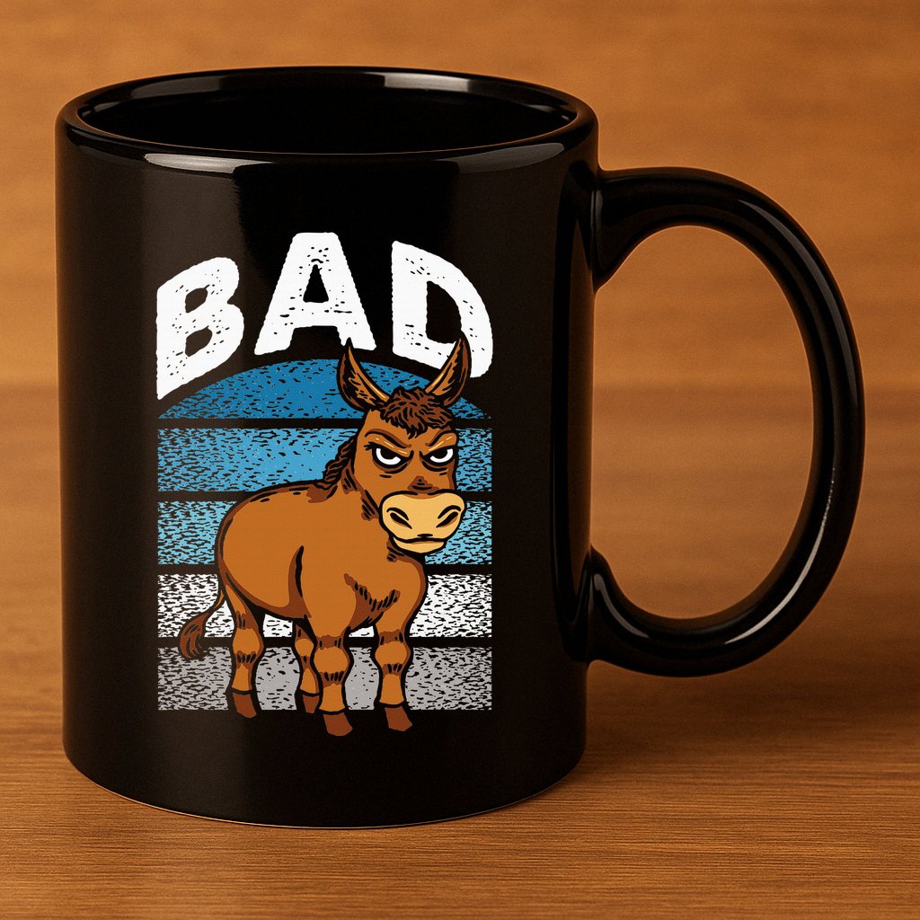 Funny Retro Bad Ass Angry Donkey 11oz C Handle Ceramic Mug