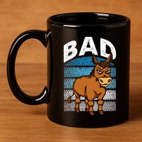 Funny Retro Bad Ass Angry Donkey 11oz C Handle Ceramic Mug