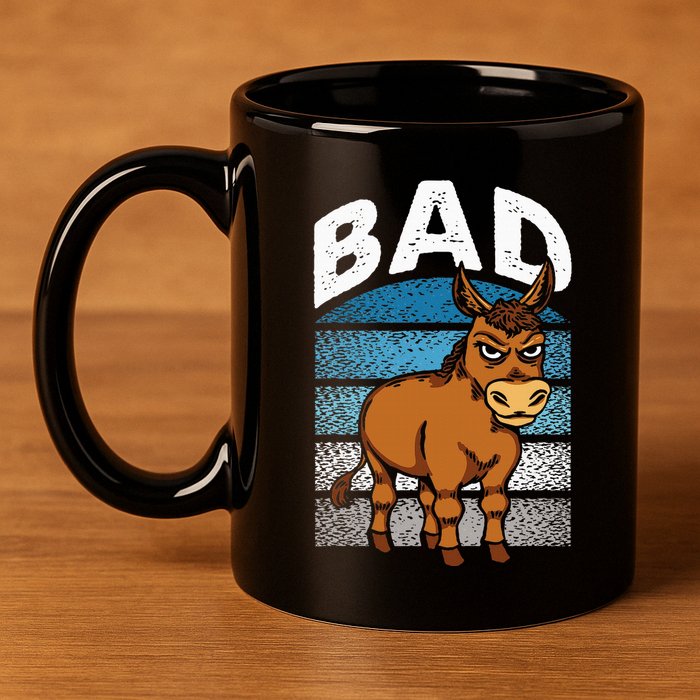 Funny Retro Bad Ass Angry Donkey 11oz C Handle Ceramic Mug