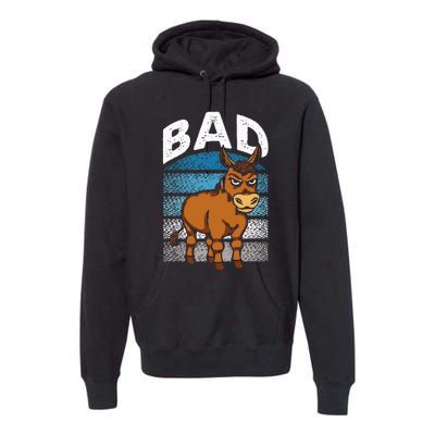 Funny Retro Bad Ass Angry Donkey Premium Hoodie