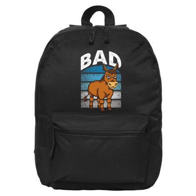 Funny Retro Bad Ass Angry Donkey 16 in Basic Backpack