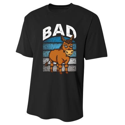 Funny Retro Bad Ass Angry Donkey Performance Sprint T-Shirt