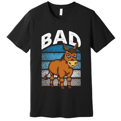 Funny Retro Bad Ass Angry Donkey Premium T-Shirt