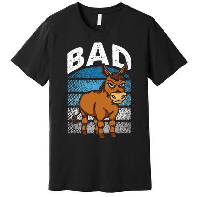 Funny Retro Bad Ass Angry Donkey Premium T-Shirt