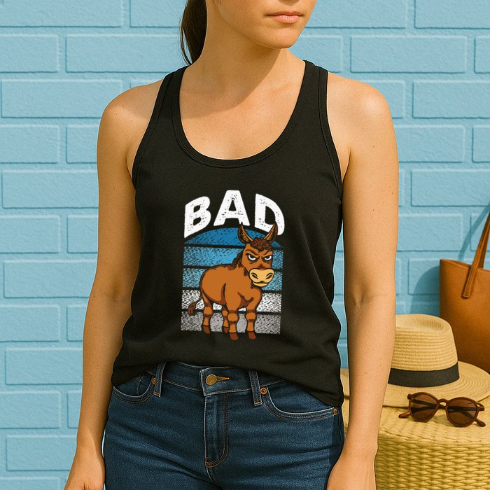 Funny Retro Bad Ass Angry Donkey Womens Tank Top