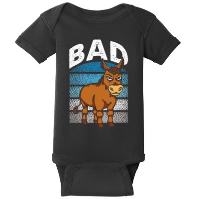 Funny Retro Bad Ass Angry Donkey Baby Bodysuit