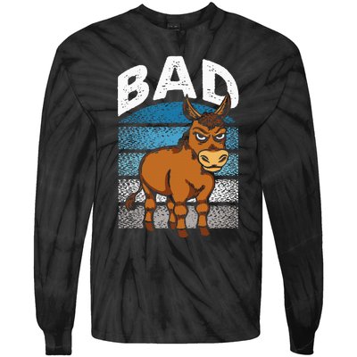 Funny Retro Bad Ass Angry Donkey Tie-Dye Long Sleeve Shirt