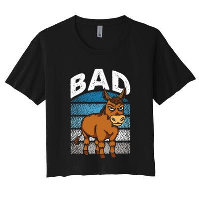 Funny Retro Bad Ass Angry Donkey Crop Top