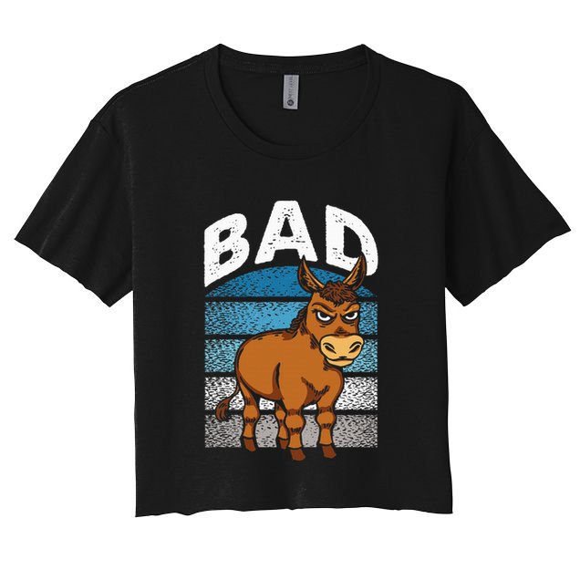 Funny Retro Bad Ass Angry Donkey Crop Top