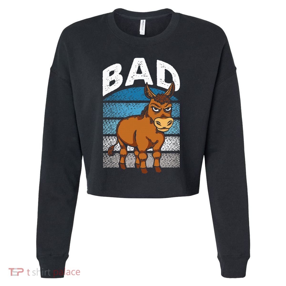 Funny Retro Bad Ass Angry Donkey Cropped Pullover Crew
