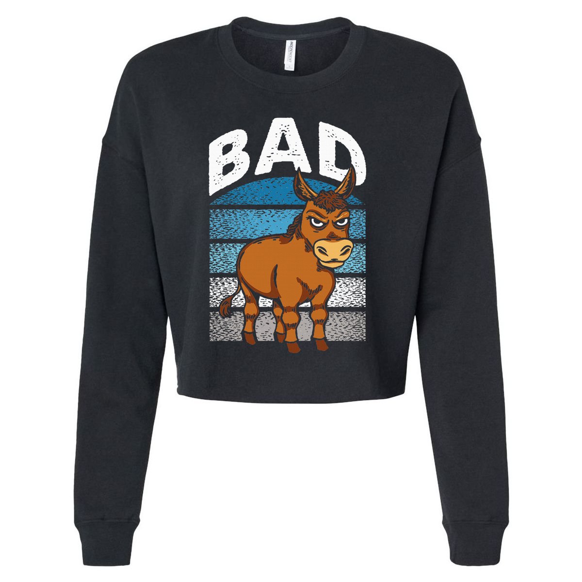 Funny Retro Bad Ass Angry Donkey Cropped Pullover Crew