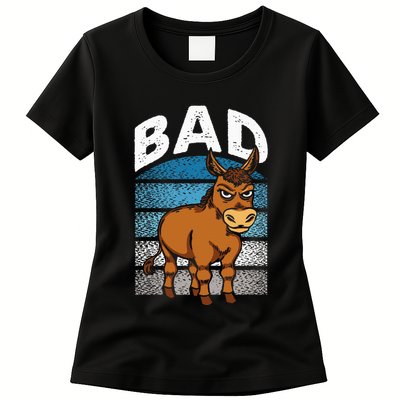 Funny Retro Bad Ass Angry Donkey Womens T-Shirt