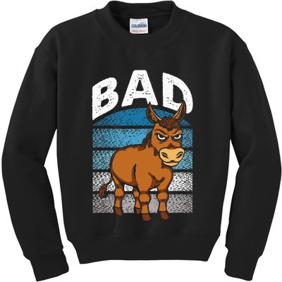 Funny Retro Bad Ass Angry Donkey Kids Sweatshirt