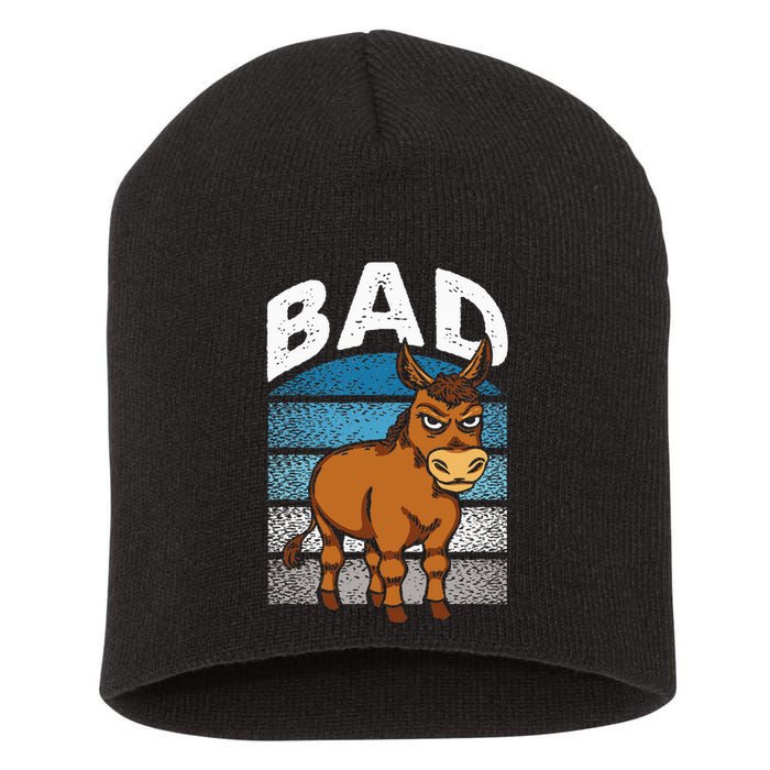 Funny Retro Bad Ass Angry Donkey Short Acrylic Beanie