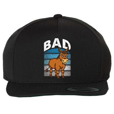 Funny Retro Bad Ass Angry Donkey Wool Snapback Cap