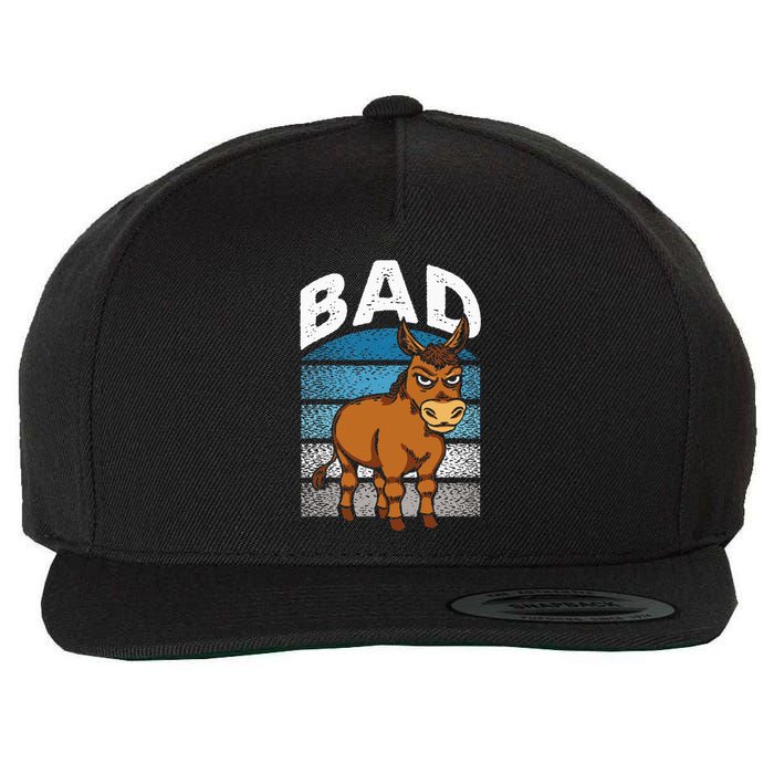 Funny Retro Bad Ass Angry Donkey Wool Snapback Cap