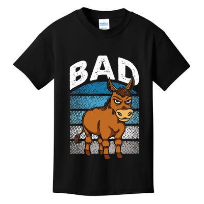 Funny Retro Bad Ass Angry Donkey Kids T-Shirt