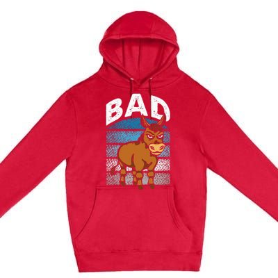 Funny Retro Bad Ass Angry Donkey Premium Pullover Hoodie