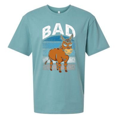 Funny Retro Bad Ass Angry Donkey Sueded Cloud Jersey T-Shirt