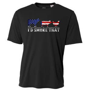 Funny Retro BBQ Party Grill Smoker Chef Dad Id Smoke That Cooling Performance Crew T-Shirt