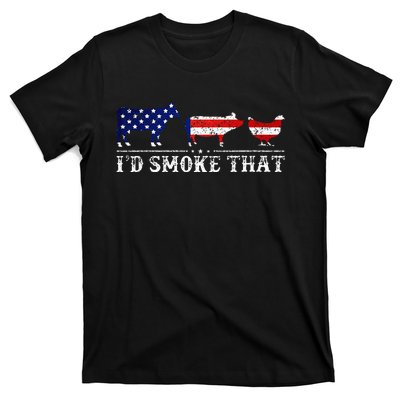 Funny Retro BBQ Party Grill Smoker Chef Dad Id Smoke That T-Shirt