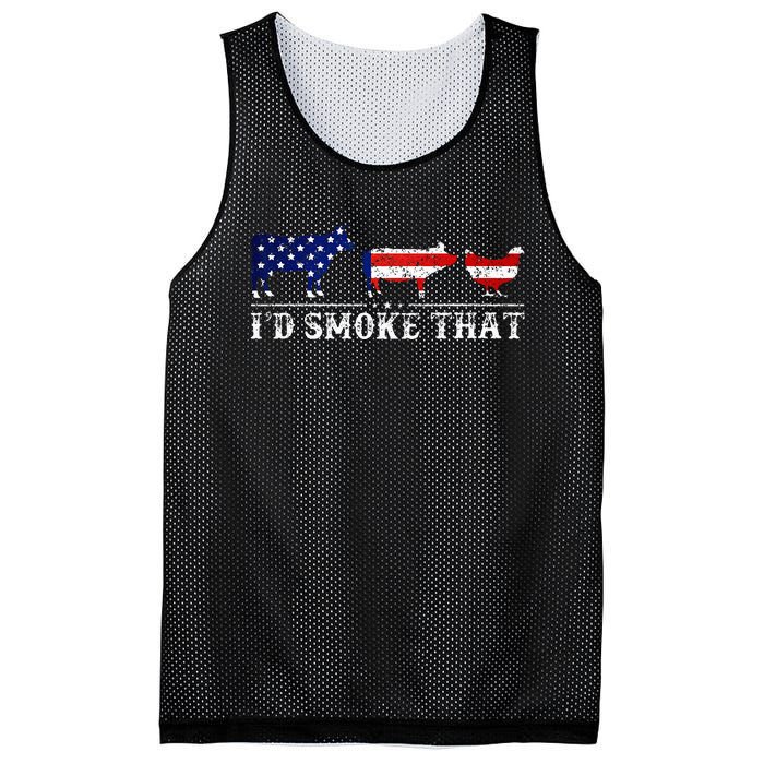 Funny Retro BBQ Party Grill Smoker Chef Dad Id Smoke That Mesh Reversible Basketball Jersey Tank