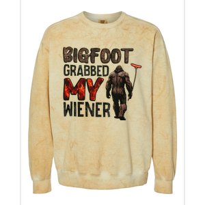 Funny Retro Bigfoot Bigfoot Grabbed My Wiener Colorblast Crewneck Sweatshirt