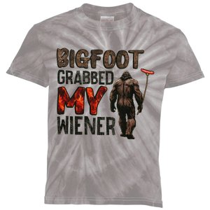 Funny Retro Bigfoot Bigfoot Grabbed My Wiener Kids Tie-Dye T-Shirt