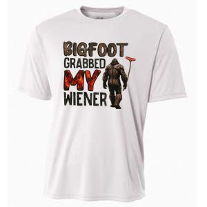 Funny Retro Bigfoot Bigfoot Grabbed My Wiener Cooling Performance Crew T-Shirt