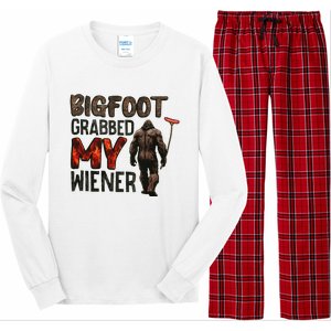 Funny Retro Bigfoot Bigfoot Grabbed My Wiener Long Sleeve Pajama Set