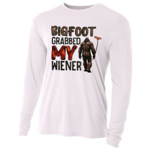 Funny Retro Bigfoot Bigfoot Grabbed My Wiener Cooling Performance Long Sleeve Crew