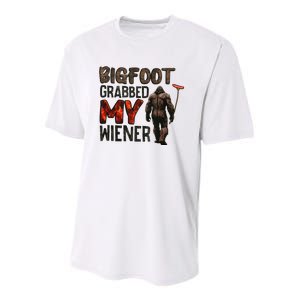 Funny Retro Bigfoot Bigfoot Grabbed My Wiener Youth Performance Sprint T-Shirt