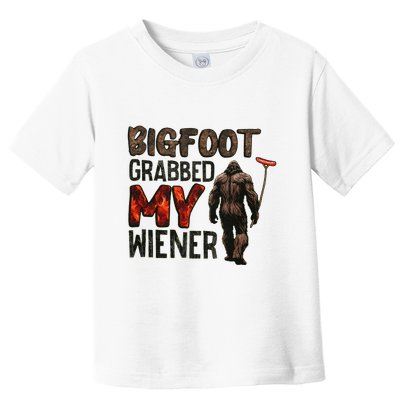 Funny Retro Bigfoot Bigfoot Grabbed My Wiener Toddler T-Shirt