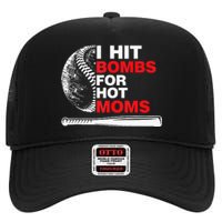 Funny Retro Baseball I Hit Bombs For Hot Moms High Crown Mesh Back Trucker Hat