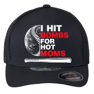 Funny Retro Baseball I Hit Bombs For Hot Moms Flexfit Unipanel Trucker Cap