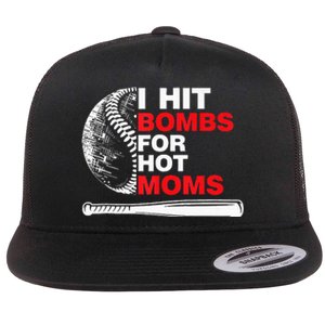 Funny Retro Baseball I Hit Bombs For Hot Moms Flat Bill Trucker Hat