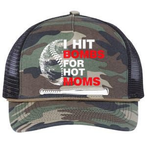 Funny Retro Baseball I Hit Bombs For Hot Moms Retro Rope Trucker Hat Cap