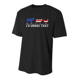 Funny Retro BBQ Party Grill Smoker Chef Dad Id Smoke That Youth Performance Sprint T-Shirt