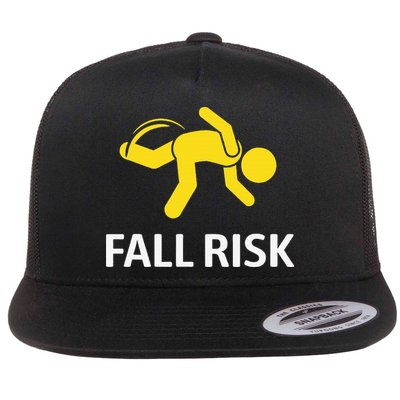 Fall Risk Balance Issues Funny Fall Risk Flat Bill Trucker Hat
