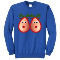 Funny Reindeer Boobs Ugly Christmas Sweater Deer Naughty Funny Gift Tall Sweatshirt