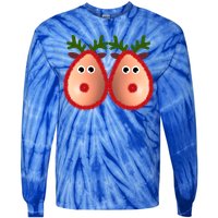 Funny Reindeer Boobs Ugly Christmas Sweater Deer Naughty Funny Gift Tie-Dye Long Sleeve Shirt